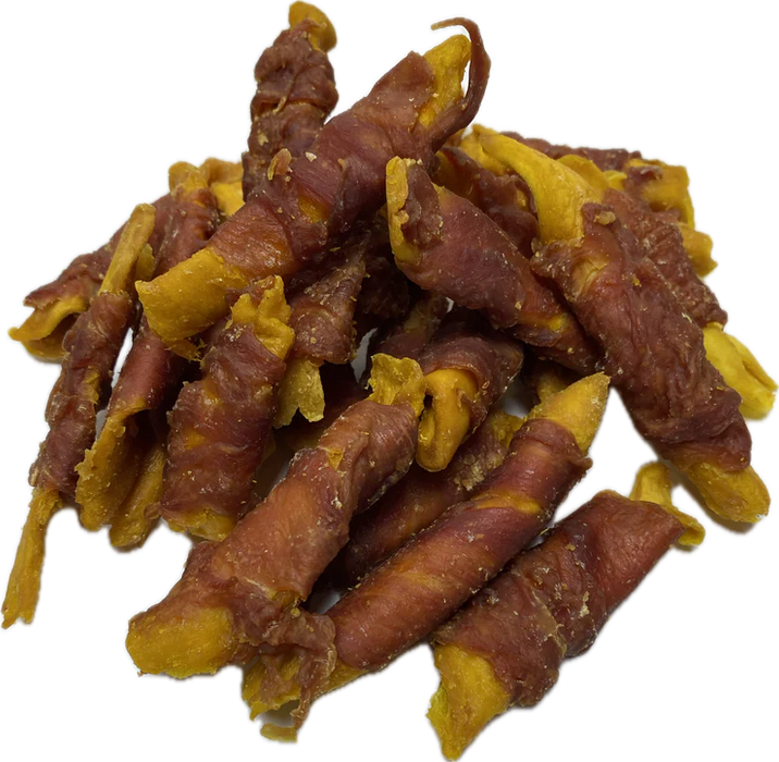 A610 Mango Chunks Wrapped Duck Breast Jerky Premium Chewy Dog Treats