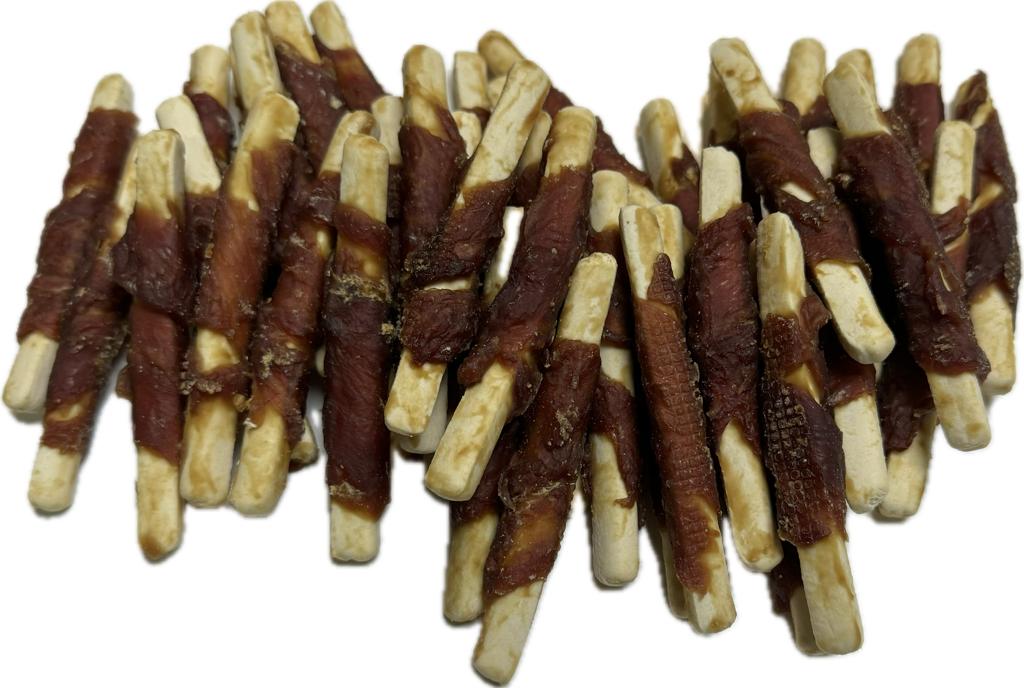 A016 Duck Breast Wrapped Biscuit Fingers Jerky Premium Chewy Dog Treats