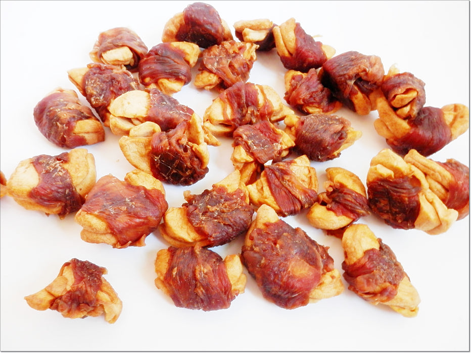 A100 Chicken Breast Wrapped Mini Apple Chunks Jerky Premium Chewy Dog Treats