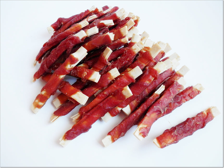 A195 Cod Fish Soft Strips Wrapped in Duck Breast Jerky Premium Chewy Dog Treats