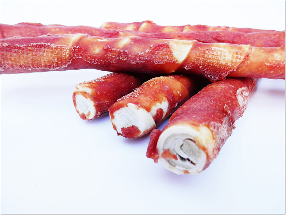 A237 Duck Breast Wrapped Rawhide Twists Sticks Long Chewy Treats